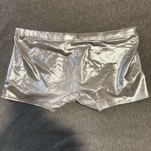 NWOT Go Go Amy Silver Chrome Mens Trunks Size L - Picture 2 of 3